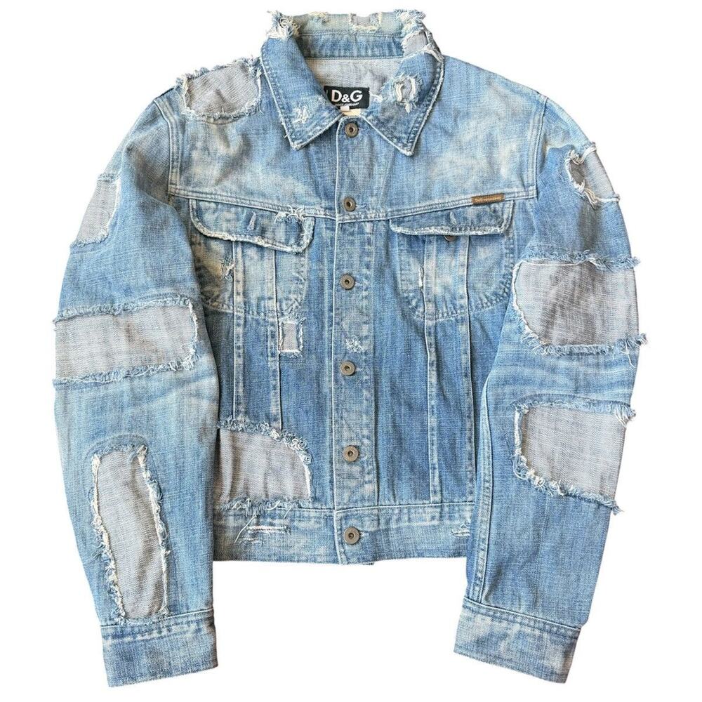 Dolce & Gabbana Patchwork Distressed Denim Jacket Y2K